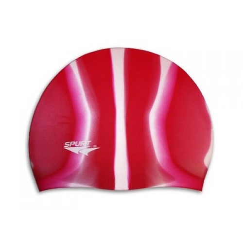 Шапочка для плавания Spurt Zebra силиконовая красная с белым фото