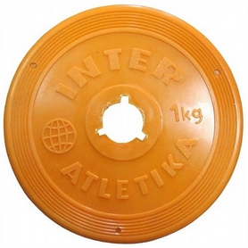 Диск пластиковый 1 кг Inter Atletika цветной - 26 мм фото