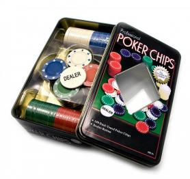 Набор для игры в покер в оловянном кейсе 100 фишек TC04100 фото