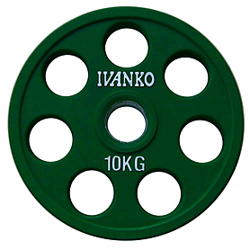 Диск обрезиненный олимпийский 10 кг Ivanko RCP19-10 цветной - 51 мм