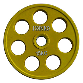 Диск обрезиненный олимпийский 15 кг Ivanko RCP19-15 цветной - 51 мм
