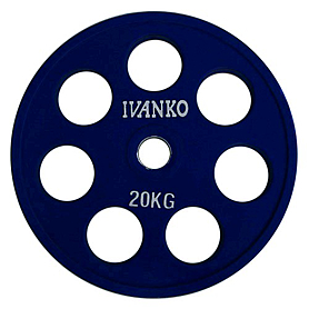 Диск обрезиненный олимпийский 20 кг Ivanko RCP19-20 цветной - 51 мм