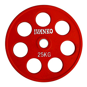 Диск обрезиненный олимпийский 25 кг Ivanko RCP19-25 цветной - 51 мм
