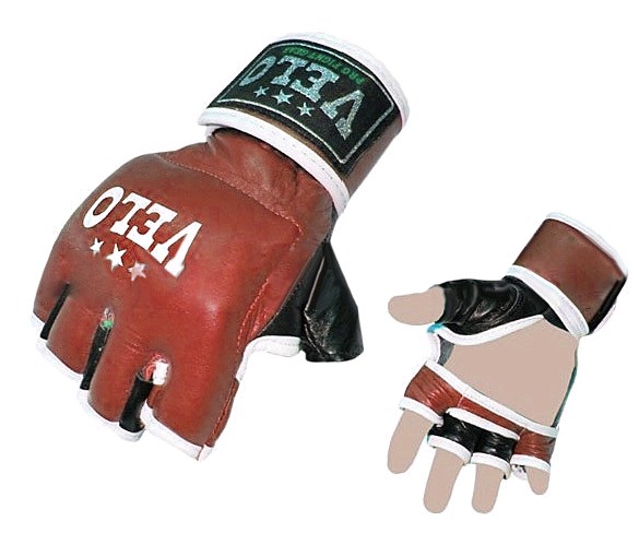 

Перчатки без пальцев кожаные Velo Pro Fight (красные), Красный