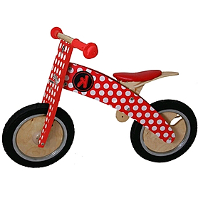 Беговел детский Kiddi Moto Kurve (карвэ) - 12", красный в белый горошек (SKD-72-44) - Фото №2