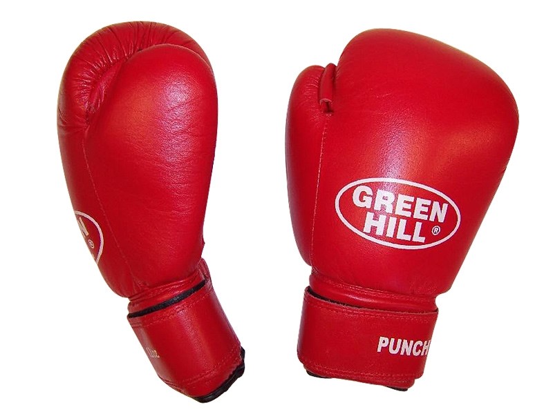 Рукавички боксерські шкіряні Green Hill Punch2 червоні