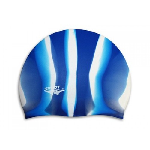 Шапочка для плавания Spurt Zebra силиконовая синяя с белым