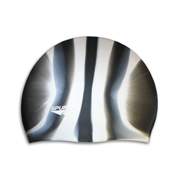 Шапочка для плавания Spurt Zebra силиконовая черная с белым