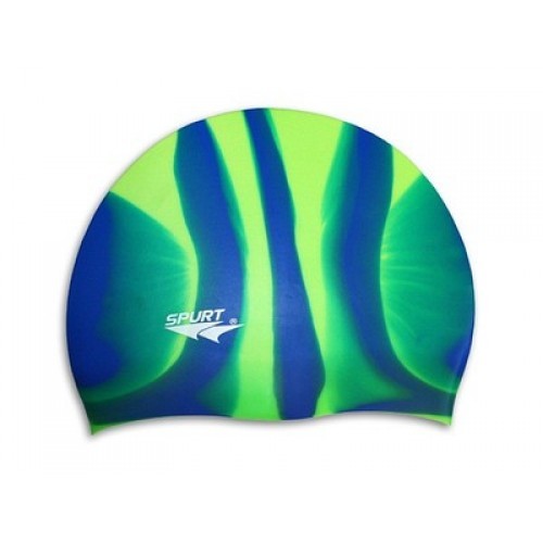 Шапочка для плавания Spurt Zebra силиконовая зеленая с синим