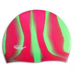 Шапочка для плавания Spurt Zebra силиконовая красная с зеленым 11-3-046