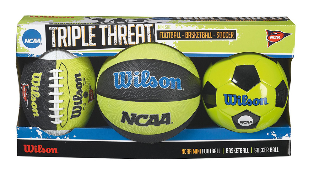 

Набор из 3-х мини-мячей Wilson NCAA Triple Threat Kit SS14 №1, Желтый