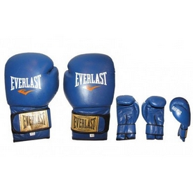 Перчатки боксерские Everlast VL-0106-B кожаные синие - Фото №2