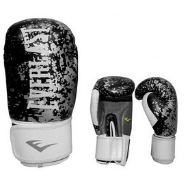 Перчатки боксерские Everlast BO-4227-BK кожаные черные с белым