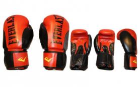 Перчатки боксерские Everlast BO-6161-R кожаные красные с черным - Фото №2