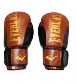 Перчатки боксерские Everlast BO-6161-BR кожаные коричневые с черным