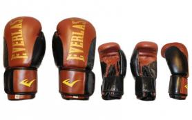 Перчатки боксерские Everlast BO-6161-BR кожаные коричневые с черным - Фото №2