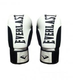 Перчатки боксерские Everlast BO-6161-BK кожаные черные с белым