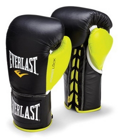 Перчатки боксерские (профессиональные) Everlast Powerlock Pro Fight Boxing Gloves зеленые
