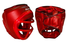 Шлем для единоборств с пластиковой маской Matsa ME-0133-PVC красный