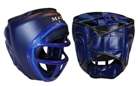 Шлем для единоборств с пластиковой маской Matsa ME-0133-PVC синий