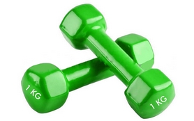 Гантель для фитнеса виниловая Pro Supra зеленая, 2 кг (ta-0001-1-LG)