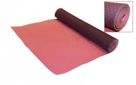Коврик для фитнеса Yoga mat TPE+TC 4мм FI-3973 фиолетово-розовый - Фото №2