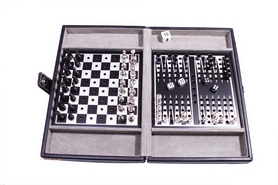 Набор из 3 игр в кожаном кейсе (шахматы, шашки, нарды) Duke SG1150