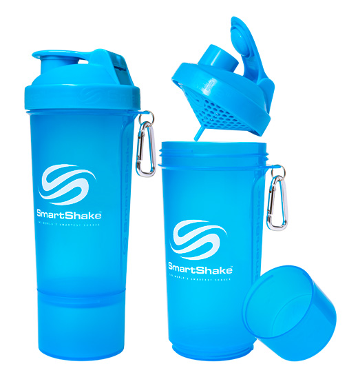 

Шейкер 2-х камерный SmartShake Slim 500 мл neon blue, Голубой