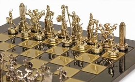 SK4BRO шахи Manopoulos, Грецька міфологія,латунь, у дерев'яному футлярі, коричневі 34х34см, 3 кг - Фото №4