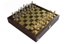 SK4BRO шахи Manopoulos, Грецька міфологія,латунь, у дерев'яному футлярі, коричневі 34х34см, 3 кг - Фото №2