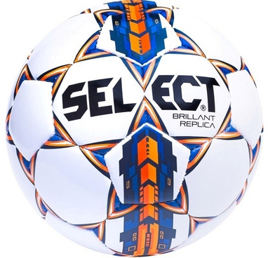Мяч футбольный Select Brillant Replica 5 белый/синий/оранжевый