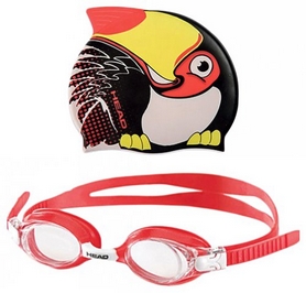 Набор для плавания Head Meteor Character (очки + шапочка) черно-красный