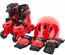 Коньки роликовые + шлем и защита Reaction красный/черный