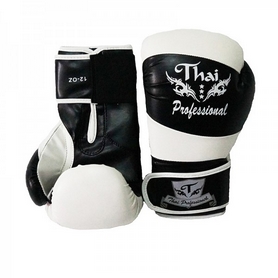 Перчатки боксерские Thai Professional BG7 TPBG7-BK-W черно-белые - Фото №2