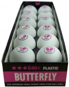 Набор мячей для настольного тенниса Butterfly G40+ Plastic 3* (12 шт, белый) - Фото №2