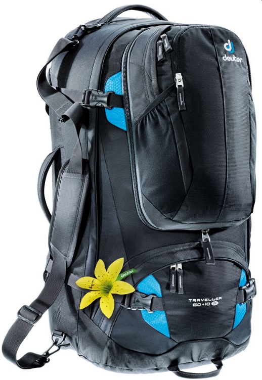 

Рюкзак туристический Deuter Traveller 60 + 10 SL black-turquoise 7321, Черный