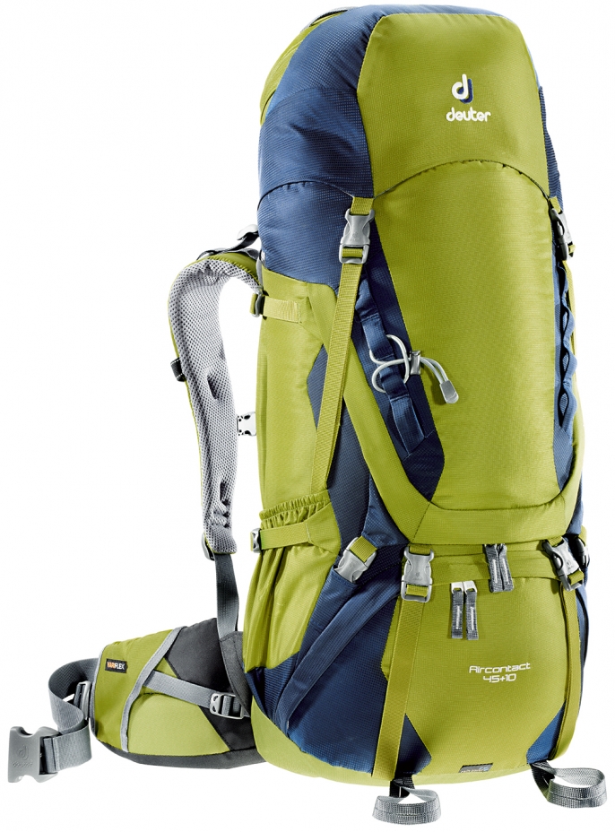

Рюкзак туристический Deuter Aircontact 45+10 л moss-navy, Зеленый