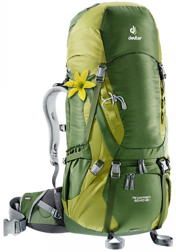 

Рюкзак туристический Deuter Aircontact 50+10 л pine-moss, Зеленый