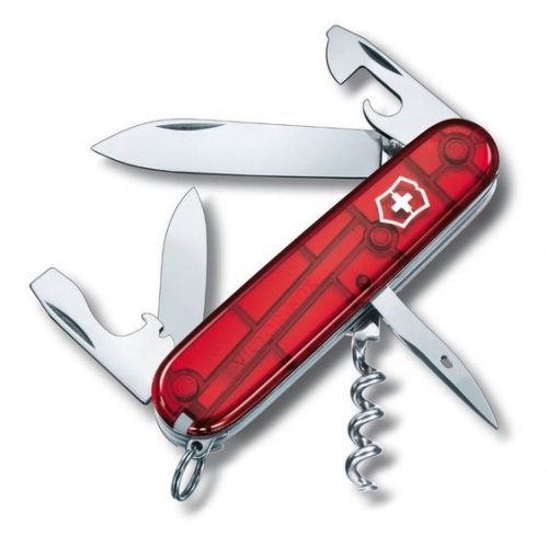 

Нож швейцарский Victorinox Spartan 91 мм красный/прозрачный