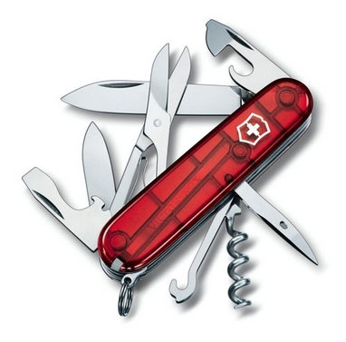 Нож швейцарский Victorinox Climber 91 мм красный/прозрачный
