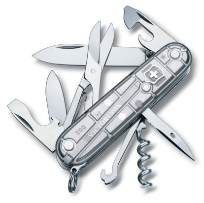 

Нож швейцарский Victorinox Climber 91 мм серый/прозрачный