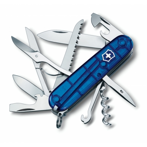 

Нож швейцарский Victorinox Huntsman 91 мм синий/прозрачный