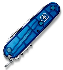 Нож швейцарский Victorinox Huntsman 91 мм синий/прозрачный - Фото №3