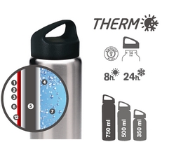 Термофляга Laken St. steel thermo bottle 18/8 TA10N Black 1 л - Фото №2