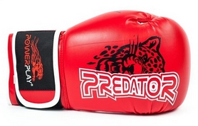 Перчатки боксерские PowerPlay 3009 Predator Leopard красные