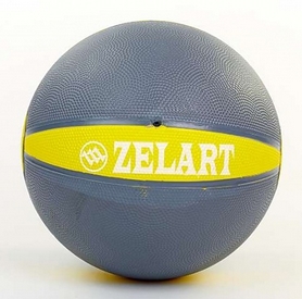 Мяч медицинский (медбол) ZLT FI-5122-6 6 кг серый с желтым - Фото №2