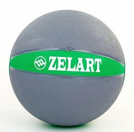 Мяч медицинский (медбол) ZLT FI-5122-7 7 кг серый с зеленым - Фото №2