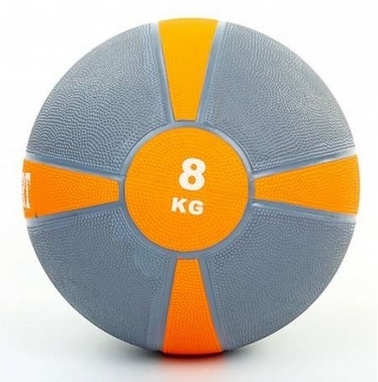 Мяч медицинский (медбол) ZLT FI-5122-8 8 кг серый с оранжевым