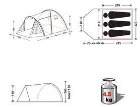 Палатка трехместная KingCamp Weekend (KT3008) голубая - Фото №2