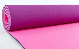 Килимок для йоги (йога-мат) FI-3046-10 ТРЕ + TC 6 мм фіолетовий / рожевий - Фото №2